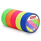 XFasten Multicolor Neon Gaffer Tape, 1-inch x 18-Feet, UV Blacklight Reactive Fluorescent Tape (5-Pack, Multicolor) Heavy Duty, Non-Reflective, Neon Fluorescent Gaffers Tape