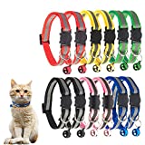 TCBOYING Breakaway Cat Collar with Bell, Kitten Collars Reflective Cat Collars - Ideal Size Safe Mixed Colors Pet Collars for Cats or Small Dogs(12pcs/Set)