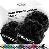Loofah Sponge Exfoliating Bath Sponge for Shower for Women Men 3 Pack (Black)