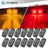 TCTAuto LED Trailer Marker Lights with Smoked Len Bullseye 10 Diodes Exterior Indicators Trailer Marker Lights Surface Mount Double Bubble for RV Camper Trucks ORV ATV, Pack of 7 Amber & 7 Red