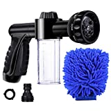 EVILTO Garden Hose Nozzle, High Pressure Hose Spray Nozzle 8 Way Spray Pattern One-Touch Sprayer for Watering Plants, Lawn, Patio, Car Wash, CleaningShowering Pet