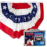 Valley Forge American Fan Flag 3' x 6' Polycotton Sentinel 100% Made In U.S.A. Stars and Stripes Bunting Canvas Header Brass Grommets Model 36636010-5-S,Multi color