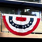 GMOEGEFT USA Pleated Fan Flag, 3x6 Feet American Flag Bunting, United States Patriotic Banner Embroidered Stars & Stripes, Memorial Day, The 4th of July, and Labour Day Indoor Outdoor Decoration