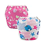 ALVABABY Swim Diapers 2pcs Baby Toddler Infant Snap One Size Reusable Adjustable Baby Shower Gifts Baby Girl SW09-10