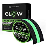 Anti-Slip Grip Tape Strips 2"x16.5ft, Non-Slip Traction Tape, Weatherproof Safety Adhesive Grip Treads with Glow in the Dark Strip, In/Outdoor Abrasive Tape for Stairs, Non-Skid Steps - Supplies Sense