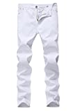Men's White Skinny Slim Fit Stretch Straight Leg Fashion Jeans Pants,White,38W