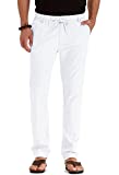 Sailwind Men's Drawstring Linen Pants Casual Summer Beach Loose Trousers Pure White-US 32
