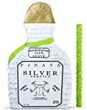 White Tequila Bottle Pinata with Stick -17.5" x 10.5" x 4.5" Perfect for Adults Party Decorations, Centerpiece, Photo Prop, Birthday, Funny Anniversary, 21 birthday - Fits candy/favors