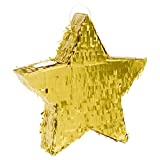 Small Gold Star Pinata for Kids Birthday Party, Twinkle Twinkle Little Star Baby Shower Decorations, Gender Reveal Supplies (13 x 3 In)