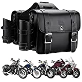 kemimoto Motorcycle Saddlebags Throw Over Saddle bags Panniers 20L Side Bags with cup holder and lock for Sportster Softail Dyna Road King Synthetic Leather Universal, 1 Pair, Black