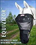 EquiVizor 95% UV Eye Protection (XL) Horse Fly Mask with Nose - Insects, Dust, Debris, Uveitis, Corneal Ulcer, Cataract, Light Sensitive, Cancer. Designed to Stay On Your Horse, Off The Ground!