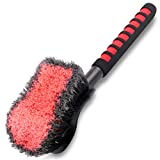 TAKAVU Long Handle Wheel Tire Body Brush, 17.5 Car Wash Brush for Easy Scrubbing, Durable Premium Soft Bristle, Cleans Dirty Tires & Releases Dirt and Road Grime