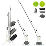 GOOD PAPA Electric Spin Scrubber, Shower Bathroom Scrubber for Cleaning with 6 Replaceable Cleaning Brush & 2 Speeds, Electric Shower Cleaning Brush with Lang Handle for Tub, Tile, Floor, LED Display