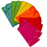 Sunglasses Pouch - 12 Pack Microfiber Pouch For Eyeglasses, Multi Color Drawstring Cleaning Bag, Protective Non Scratching Cloth Fabric, Sock Carry Case for Holding Accessories, Jewelry, Bulk - 3.5x7