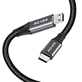 AGVEE [2 Pack 1ft] USB-C OTG to Micro USB Cable, Braided Charger Data Sync Cord Charging Wire Adapter for Samsung Galaxy S7 S6, J7, J3, LG, PS4, Kindle, PS4 Xbox Controller, Android Phone, Dark Gray