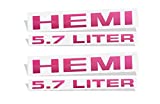 HEMI 5.7 Liter Emblem Overlay Decal - 2013-2017 Ram - (Color: Hot Pink)