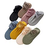 WTOPS Lace Warmer Socks Lace Socks Women Lace Frilly Socks Ruffle Warm Ankle Socks Multicolored Non-Slip Socks, One Size