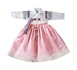 Girl Hanbok Baby Korea Traditional Dress Pastel Multi Colors on Sleeve First Birthday Dol 1-10 Ages Kid Children (1 Age) White
