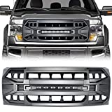 MEGAIE Front Grill Replacement for F150 2009-2014, Matte Black Front Bumper Grille w/Off-Road Lights