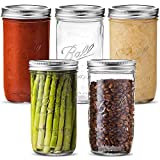 Wide Mouth Mason Jars 24 oz [5 Pack] With Airtight lids and Bands - For Canning, Fermenting, Pickling, Freezing - Glass Jars, Microwave & Dishwasher Safe. + SEWANTA Jar Opener