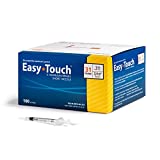 EasyTouch U-100 Insulin Syringe with Needle, 31G 0.3cc 5/16-Inch (8mm), Box of 100