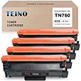 TEINO Compatible Toner Cartridge Replacement for Brother TN760 TN 760 TN730 to use with Brother DCP-L2550DW MFC-L2710DW MFC-L2750DW HL-L2370DW HL-L2395DW HL-L2350DW (Black, 4 Pack)