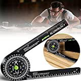 Miter Saw Protractor,Aluminum Protractor Angle Finder with Level Gauge High Precision Laser Inside & Outside Miter Angle Finder for Angle Finder Carpenters, Trim work,Plumbers and All Building Trades