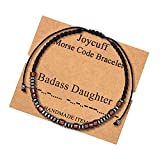 Badass Women Gifts Badass Daughter Morse Code Bracelets for Women Secret Messages Wood Beads with Cord Jewelry Birthday Christmas Mother's Day Graduation Gifts for Her