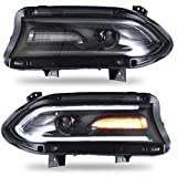VLAND Headlight Assembly Fit for Dodge Charger 2015 2016 2017 2018 2019 2020, LED Headlamp Assembly, Plug-and-play