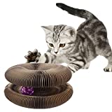 TSLEEN Magic Organ Cat Scratching Board with Toy Bell Ball, Foldable Cat Scratcher Cardboard Convenient and Durable Cat Scratcher Recyclable, Interactive Scratcher Cat Toy