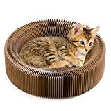 Collapsible Cat Scratcher Lounge Bed, Cat Bed Cardboard, Pet Scratcher Pad, Round Scratching Board Nest for Indoor Pad Big Small Kitty Kitten Dogs, Pet House Furniture, Cats Mat