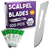 Pack of 100 Surgical Blades 10 Disposable, Size 10 Scalpel Blades for Surgical Knife Scalpel, High Carbon Steel Dermablade Surgical Blades. Individually Wrapped 10 Blade, Sterile