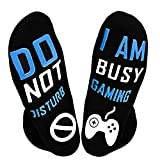 Do Not Disturb I'm Gaming Socks, Novelty Funny Gamer Gifts for Men Women Kid Teen Boys Son Boyfriend Game Lover (White and Blue2)