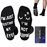 Elapse Space Funny Novelty Socks Birthday Gifts for Men and Women, Fathers Day Gift Socks for Boyfriend Husband Dad Grandpa Son Grandma Daughter, I'm Not Sleeping Black2 Large
