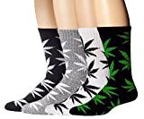 Athletic Sports High Crew Socks for Men Women Marijuana Weed Leaf Cotton Sock(4 Pairs Mix Color)