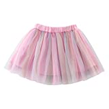 Tortoise & Rabbit Little Girls Tutu Skirts with Shiny Stripes for Princess 1-10 Years,Rainbow with Sequins,3-4T