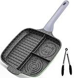 Breakfast Frying Pan, COOKER KING 10inch Non stick Frying Pan3 Section Divided Skillet,Omelette Pan,Pancake Pan for Egg,Bacon and Burgers Compatible with all stove, PFOA & PTFEs Free