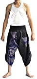 Siam Trendy Men's Japanese Style Pants One Size Black and Blue Fish Design