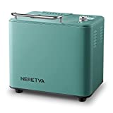 Neretva Bread Maker Machine , 20-in-1 2LB Automatic Breadmaker with Gluten Free Pizza Sourdough Setting, Digital, Programmable, 1 Hour Keep Warm, 2 Loaf Sizes, 3 Crust Colors - Receipe Booked Included (Green)