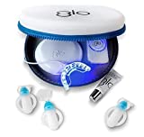GLO Brilliant Teeth Whitening Device Kit with Patented Heat Accelerator & Blue LED Light for Fast, Pain-Free, Long Lasting Results. Clinically Proven. Includes 10 GLO Gel Vials+ Lip Care