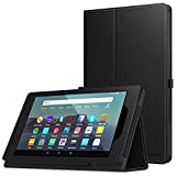 MoKo Case Fits Kindle Fire 7 Tablet (9th Generation, 2019 Release), Premium PU Leather Slim Folding Stand Shell Multiple Viewing Angles Cover with Auto Wake/Sleep - Black