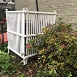 Outdoor Vinyl Privacy Fence Panels, Garden White Picket Resin Fence Trash Garbage Can Enclosure, Backyard Hid Air Conditioner Screen, 36" x 48" , 2 Panels