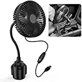 2022 Patent Design Car Fan, 6 Inch Slim Air Circulator Cooling Fan, Golf Cart Fan, 360 Rotation Bendable Gooseneck 3 Speeds USB Powered with Retractable Mounting Cup Base for Car Truck SUV RV Bus