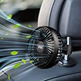 Car Fan for Backseat, 5.4' USB Powered Car Seat Fan for Baby, Electric Car Cooling Fan, 3 Speed & 360 Rotatable, Quiet Air Circulation Rear Fan with Suction Cup/Adjustable Headrest Holder for SUV RV Sedan