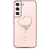 KINGXBAR for Samsung Galaxy S22 Case Clear Luxury Bling Shockproof Gold Plated Protective Cover 5G 6.1 inch 2022 Slim Hard Phone Cases for Women Rose Gold