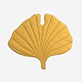 TOPTREE Decorative 3D Yellow Leaves Shaped Pet Blanket Cushion Household Dog Blanket Cat Blanket Pet Blanket Warm Soft Plush Blankets for Dog Bed and Cat Bed, Couch, Sofa(50"x45", Ginkgo Yellow)