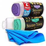 Premium Chamois Cloth for Car - 2pack + 1 Bonus Car Shammy Towel - 26x17 - Super Absorbent Reusable Shammy Cloth for Car - Scratch-Free