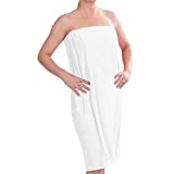 DII Women's Adjustable Shower Wrap with Velcro, Regular - 55.5x32.5, White