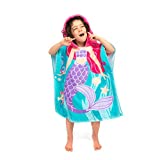 Toddler Hooded Beach Towel Coverup Cape Kids 100% Cotton Soft Quick Dry Absorbent Use for Swim Pool Bath Poncho Towels for 2 to 6 Years Old Children Size 24"x 47" in Full-Length (Fancy Mermai')