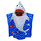 White Kaiman Kids Hooded Beach, Pool & Bath Towel Soft Microfiber Multi-Purpose Poncho Swim Cover Changing Robe w/Fun Characters (Grey Shark)